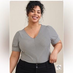 Torrid Striped V-Neck Top